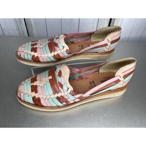 Macarena Collection Womens Shoes Leather Sandals Huarache Pastel Woven Size 8
